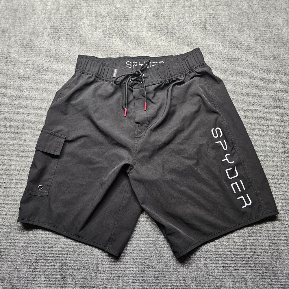 Spyder Swim Mens XL Black Board Shorts Cargo Pocket UV Protection Trunks